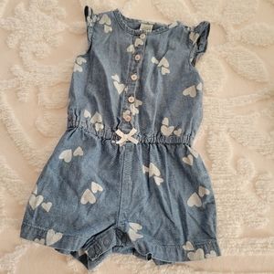 Baby 12 Month Outfit Girls Blue and White Hearts